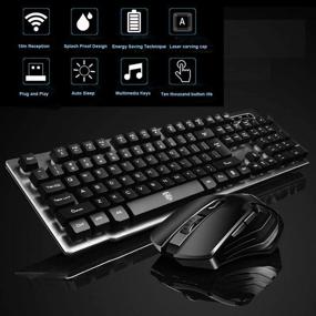 img 3 attached to 🎮 Enhanced Gaming Experience: 2.4G Wireless Mechanical Keyboard with Hand Feel Ergonomics, 1600DPI Optical Mouse, and Mice Pad - Black (No Backlit) for Laptop PC Smart TV MacBook