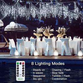 img 2 attached to 🎄 Ollny Outdoor Christmas Lights Decorations 396 LED 32FT 8 Modes Icicle Lights, Connectable Hanging Curtain Fairy String Lights with Remote Plug in for Wedding Party Holiday Tree Decor, Cool White