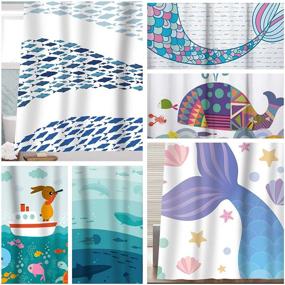 img 1 attached to 🐳 Adorable Sunlit Cartoon Sea Creatures Shower Curtain: Perfect Whale, Turtle, and Fish Bathroom Decor for Boys and Girls!