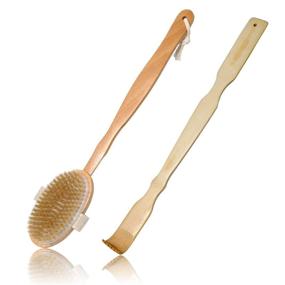 img 4 attached to 🧼 Long-handled Detachable Shower Brush with Natural Bristles for Men and Women – Wooden Body Scrubber. Bamboo Back Scratcher – Convenient Solution for Itching and Scratching.