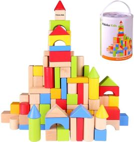 img 4 attached to Enhance Children's Creativity and Problem-solving Skills with Pidoko Kids Wooden Building Blocks