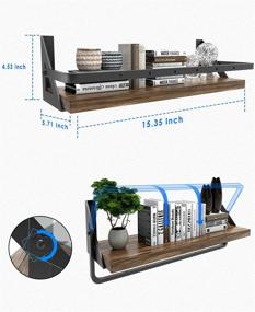 img 3 attached to 📚 Floating Shelves for Bedroom Wall Mounted Set of 2 with Towel Rack, 6 Removable Hooks - Organize Cooking Utensils, Kitchen Bar, Bedroom, Living Room (Pine)