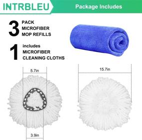 img 3 attached to Thicken Microfiber Spin Mop Head Replacement - 3 Pack, Intrbleu Super Water Absorbent Easy Cleaning, Includes 1 White Wipe Cloth