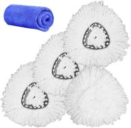 thicken microfiber spin mop head replacement - 3 pack, intrbleu super water absorbent easy cleaning, includes 1 white wipe cloth logo