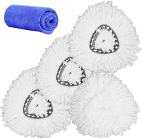 img 4 attached to Thicken Microfiber Spin Mop Head Replacement - 3 Pack, Intrbleu Super Water Absorbent Easy Cleaning, Includes 1 White Wipe Cloth