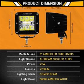 img 3 attached to Auxbeam 3-дюймовая светодиодная панель: 39В кубическая световая панель для грузовиков, внедорожников, лодок и джипов: оранжево-белая рабочая светильная опция с шестью режимами освещения.