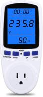 🔌 power meter plug upgraded with lcd display, improved night vision, power consumption monitor for energy voltage amps electricity usage, overload protection, 7 energy saving display modes, watt meter logo