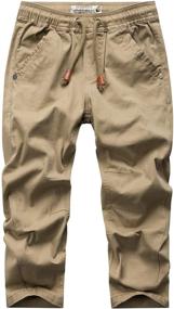 img 4 attached to 🩳 Solid Color Elastic Drawstring Boys' Clothing for Pants by WIYOSHY