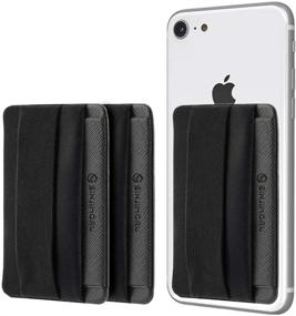 img 4 attached to Sinjimoru Phone Grip Credit Card Holder with Flap: Secure Stick-On Wallet & Finger Strap for iPhone Case - Sinji Pouch B-Flap Black [3pack]