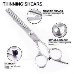 img 2 attached to ✂️ FLY2SKY Professional Hair Cutting Scissors Set - 11 PCS Haircut Kit for Salon Barber Home Use - Thinning Shears, Straight Hair Cutting Shears Set - Hair Shears for Women and Men