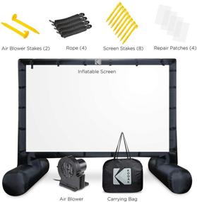 img 1 attached to 📽️ 14.5 Feet KODAK Inflatable Outdoor Projector Screen - Blow-Up Screen for Movies, TV, Sports Games & More! Includes Air Pump, Storage Carry Case, Stakes, Repair Patches