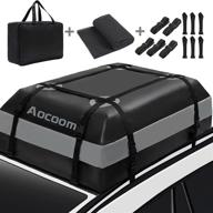 🚗 aocoom car roof bag rooftop cargo carrier: 15 cubic feet waterproof luggage storage solution with anti-slip mat, 5 reinforce straps, and 4 door hooks - ideal for vehicles with or without racks logo