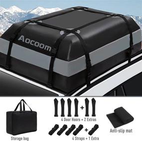 img 2 attached to 🚗 Aocoom Car Roof Bag Rooftop Cargo Carrier: 15 Cubic Feet Waterproof Luggage Storage Solution with Anti-Slip Mat, 5 Reinforce Straps, and 4 Door Hooks - Ideal for Vehicles with or without Racks