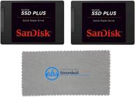 sandisk ssd plus 120gb internal ssd (2 pack) - sata iii 6 gb/s, 2.5/7mm - (sdssda-120g-g27) solid state drive bundle with (1) microfiber cloth by everything but stromboli logo