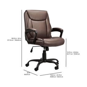 img 1 attached to 😊 Amazon Basics Classic Puresoft Padded Mid-Back Office Computer Desk Chair - Brown: Comfortable Armrest and Elegant Design