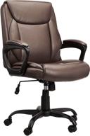 😊 amazon basics classic puresoft padded mid-back office computer desk chair - brown: comfortable armrest and elegant design logo