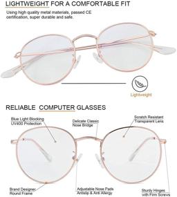 img 1 attached to 👓 Round Metal Frame Blue Light Blocking Glasses for Men and Women, Anti-Bluelight Lens Computer Glasses