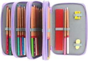 img 2 attached to Large Capacity Purple Pencil Case with 72 Slots - Portable Colored Pencil Holder Pen Bag Pouch for Artists and Students