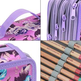 img 3 attached to Large Capacity Purple Pencil Case with 72 Slots - Portable Colored Pencil Holder Pen Bag Pouch for Artists and Students