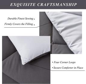 img 2 attached to ELNIDO QUEEN 3-Piece Comforter Set King Size, Grey & Dark Grey - Reversible Down Alternative Comforter with 2 Pillow Shams - Lightweight Duvet Insert, Soft and Cozy, 102x90 inch