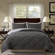 elnido queen 3-piece comforter set king size, grey & dark grey - reversible down alternative comforter with 2 pillow shams - lightweight duvet insert, soft and cozy, 102x90 inch logo