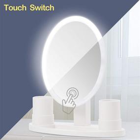 img 2 attached to Enhanced Makeup Mirror: 5X Magnification, Lighted Vanity Mirror with Brush Organizer, Smart Touch Dimmable Illumination