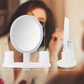 img 3 attached to Enhanced Makeup Mirror: 5X Magnification, Lighted Vanity Mirror with Brush Organizer, Smart Touch Dimmable Illumination