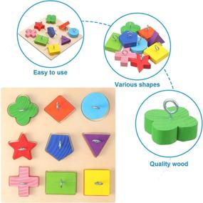 img 3 attached to 🐦 Frienda 4 Piece Bird Training Toy Set - Wooden Bird Block Puzzle, Parrot Training Basketball, Colorful Stacking Rings, Birds Swing Perch