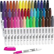 🎨 vibrant 48-color permanent markers: fine point for various surfaces - plastic, wood, stone, metal, & glass. perfect for doodling, coloring & marking by shuttle art logo