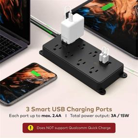 img 2 attached to TROND 7 Outlet Surge Protector Power Strip with USB Ports, ETL Listed, Wall Mountable - 1700J, Low-Profile Flat Plug - Black