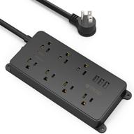 trond 7 outlet surge protector power strip with usb ports, etl listed, wall mountable - 1700j, low-profile flat plug - black logo