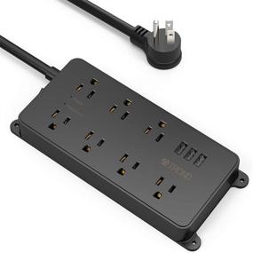 img 4 attached to TROND 7 Outlet Surge Protector Power Strip with USB Ports, ETL Listed, Wall Mountable - 1700J, Low-Profile Flat Plug - Black