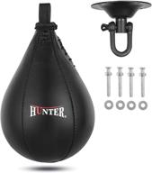 🥊 hunter speed ball boxing cow hide leather mma speed bag for muay thai training: punching, dodge, striking bag kit with hanging swivel for effective workout логотип