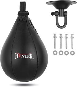 img 4 attached to 🥊 HUNTER Speed Ball Boxing Cow Hide Leather MMA Speed Bag for Muay Thai Training: Punching, Dodge, Striking Bag Kit with Hanging Swivel for Effective Workout