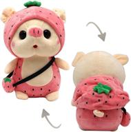 adorable 9.8in piggy stuffed plushie – cute strawberry soft toy pillow doll for kids, halloween gift – girls' plush stuffed animals logo