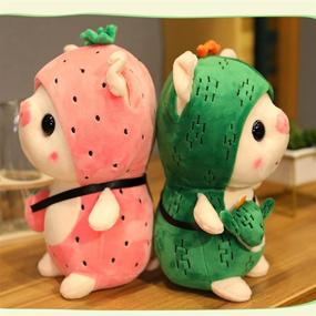 img 1 attached to Adorable 9.8in Piggy Stuffed Plushie – Cute Strawberry Soft Toy Pillow Doll for Kids, Halloween Gift – Girls' Plush Stuffed Animals