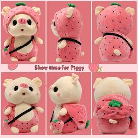 img 2 attached to Adorable 9.8in Piggy Stuffed Plushie – Cute Strawberry Soft Toy Pillow Doll for Kids, Halloween Gift – Girls' Plush Stuffed Animals