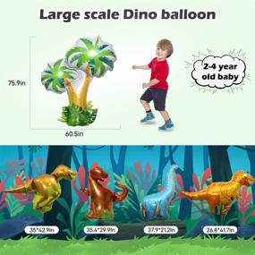 img 2 attached to 🎉 HOLYFUN Dinosaur Birthday Party Decoration Supplies: 131PCS Balloons Arch Garland Kit, Happy Birthday Balloon Set with Giant Dino Foil Balloons W/ Pump, Banner, Curtain - Perfect for Kids Party, Boys/Girls Baby Shower