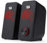 🔊 redragon gs500 stentor pc gaming speaker - 2.0 channel stereo desktop computer speaker with red backlight, enhanced bass and clear sound, usb powered with 3.5mm connector logo