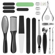 👣 rosmax professional pedicure kit - 20 in 1 foot care set for cracked skin, dead skin callus remover, foot scrubber, foot file, and foot spa tools (black) logo