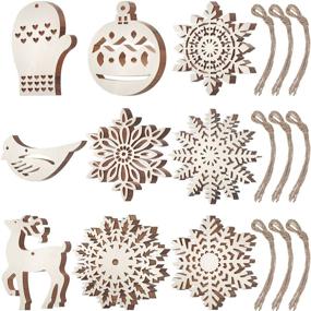 img 4 attached to 🎄 DIY Christmas Crafts: 45 Unfinished Wooden Ornaments with Snowflake and Reindeer Designs - Ideal for DIY Christmas Decorations, Hanging Embellishments, and Craft Projects