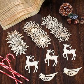 img 2 attached to 🎄 DIY Christmas Crafts: 45 Unfinished Wooden Ornaments with Snowflake and Reindeer Designs - Ideal for DIY Christmas Decorations, Hanging Embellishments, and Craft Projects