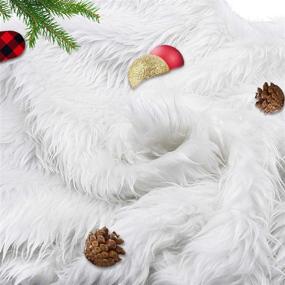 img 2 attached to Snowy White Christmas Tree Skirt with LED Light: Senneny 48 Inch Plush Faux Fur Mat for Festive Holiday Decorations!