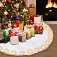 snowy white christmas tree skirt with led light: senneny 48 inch plush faux fur mat for festive holiday decorations! логотип