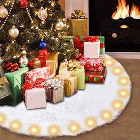 img 4 attached to Snowy White Christmas Tree Skirt with LED Light: Senneny 48 Inch Plush Faux Fur Mat for Festive Holiday Decorations!