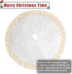 img 1 attached to Snowy White Christmas Tree Skirt with LED Light: Senneny 48 Inch Plush Faux Fur Mat for Festive Holiday Decorations!