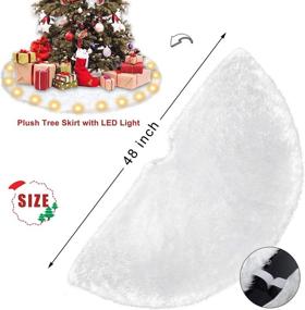 img 3 attached to Snowy White Christmas Tree Skirt with LED Light: Senneny 48 Inch Plush Faux Fur Mat for Festive Holiday Decorations!