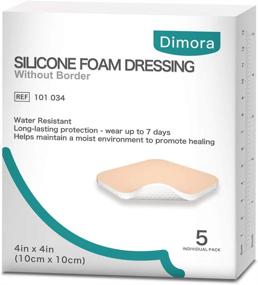 img 4 attached to 🩹 Waterproof Silicone Adhesive Foam Dressing Pads 4"x 4" (10 cm x 10 cm), Highly Absorbent Square Wound Care Dressings - 5 Pack