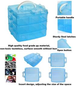 img 1 attached to 📦 Minghu Stackable Craft Storage Box Organizer with Adjustable Compartments and Snap-Lock Tray - Transparent, 3-Tier Design - Available in 3 Sizes and 4 Candy Colors (Medium - 18 Compartments, Blue)