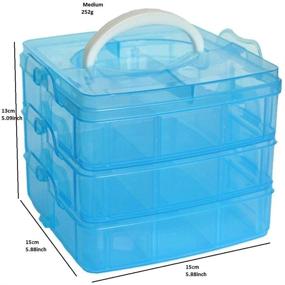 img 3 attached to 📦 Minghu Stackable Craft Storage Box Organizer with Adjustable Compartments and Snap-Lock Tray - Transparent, 3-Tier Design - Available in 3 Sizes and 4 Candy Colors (Medium - 18 Compartments, Blue)